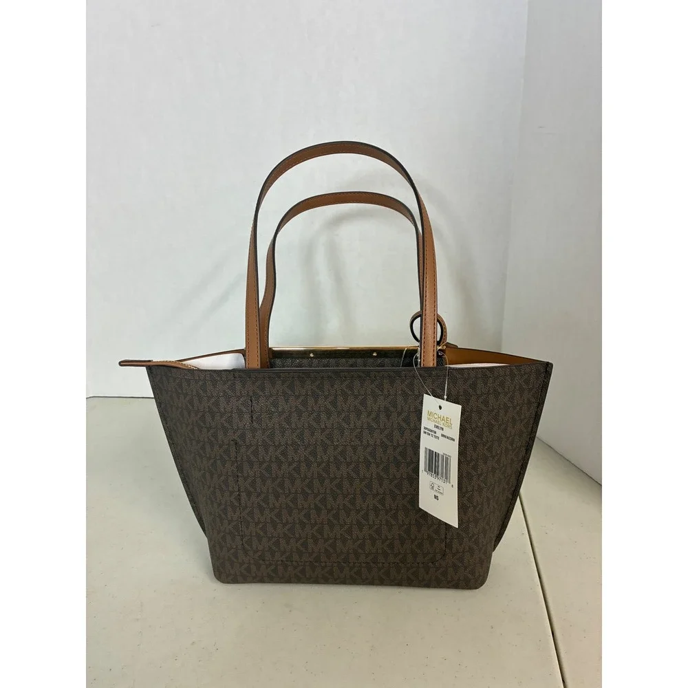 Michael Kors Evelyn Small EW TZ Tote Brown Acorn Logo Bag 30F5GQ9T5B NEW - Picture 2 of 8